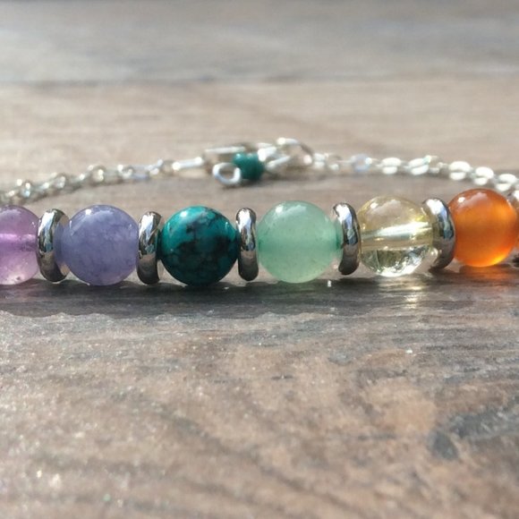 Chakra bracelet, Sterling silver, Lotus bracelet, Healing bracelet - Picture 4 of 9